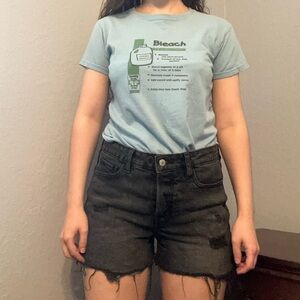 Bleach Anime T-Shirt Short Sleeved Tee Blue Green Black Funny Women’s Size Small